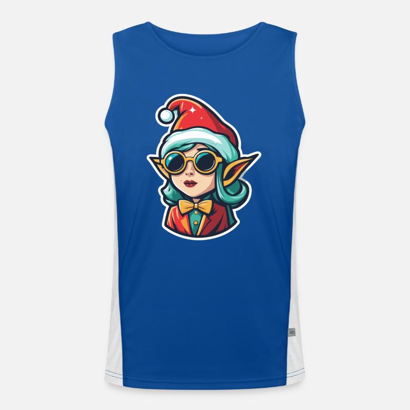 Elf Christmas Drawing Men's Functional Contrast Tank Top 