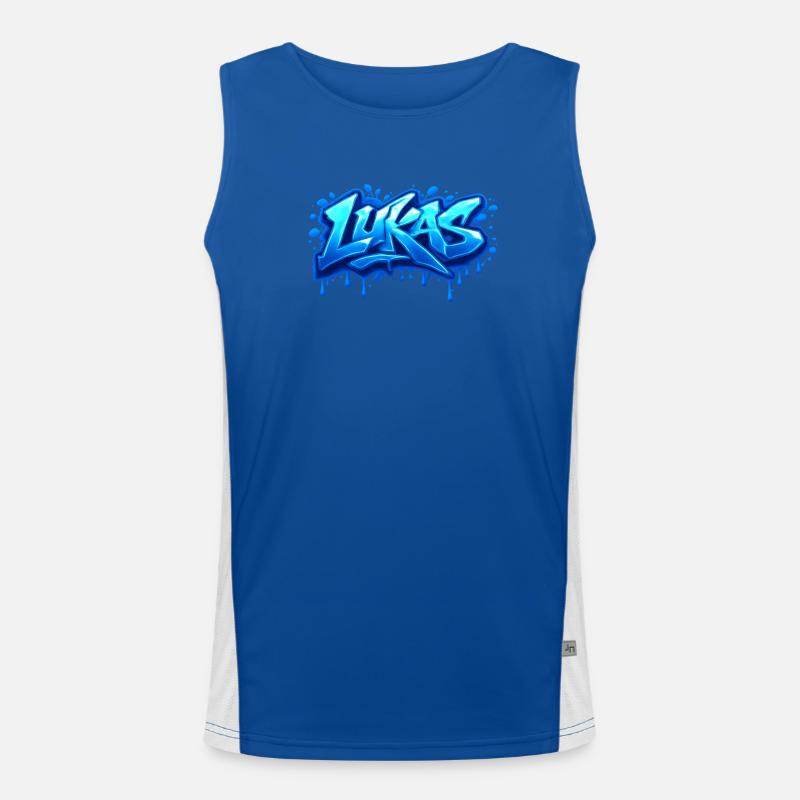 Graffiti LUKAS Name Gift Ideal Printable - Men's Functional Contrast Tank Top  - royal/white
