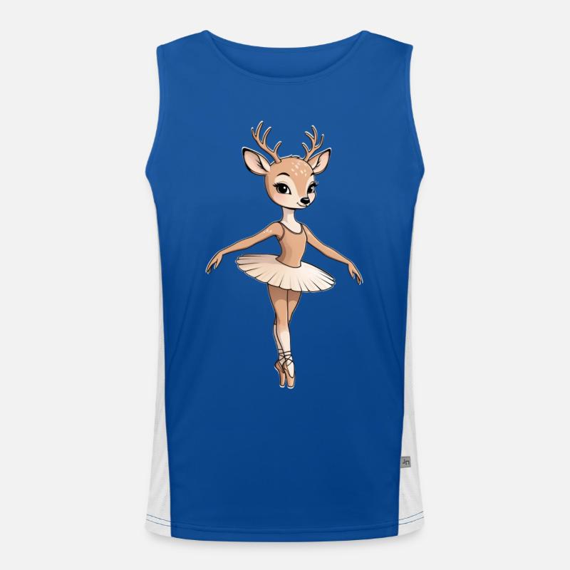 Deer Ballet Dancer Illustration - Men's Functional Contrast Tank Top  - royal/white