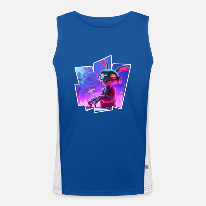 Rabbit Dj Funktionelles Kontrast-Tank Top für Männer 