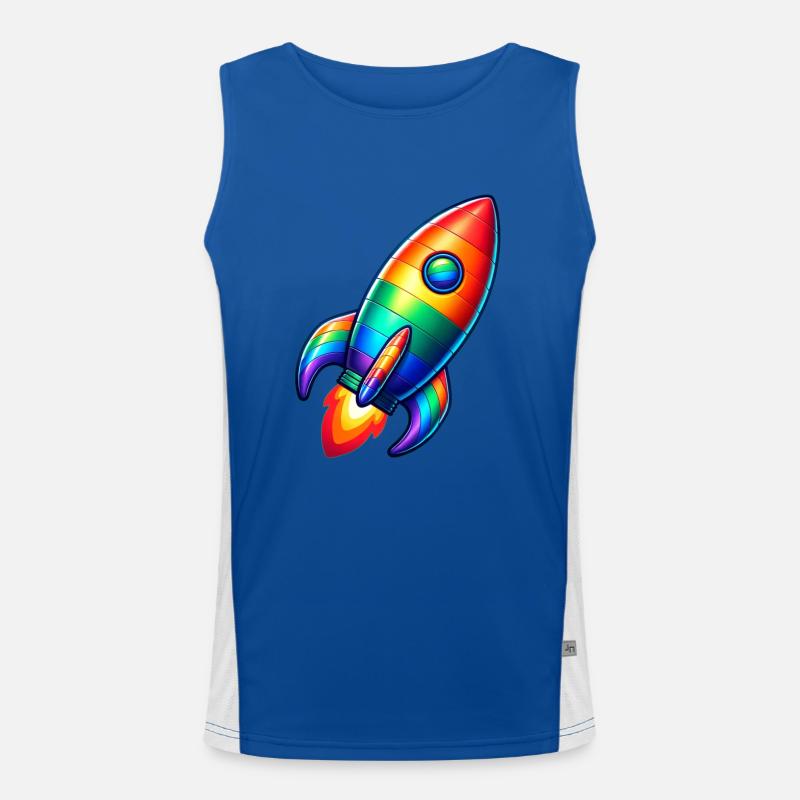 Rocket Rainbow | Rocket launch Men's Functional Contrast Tank Top 