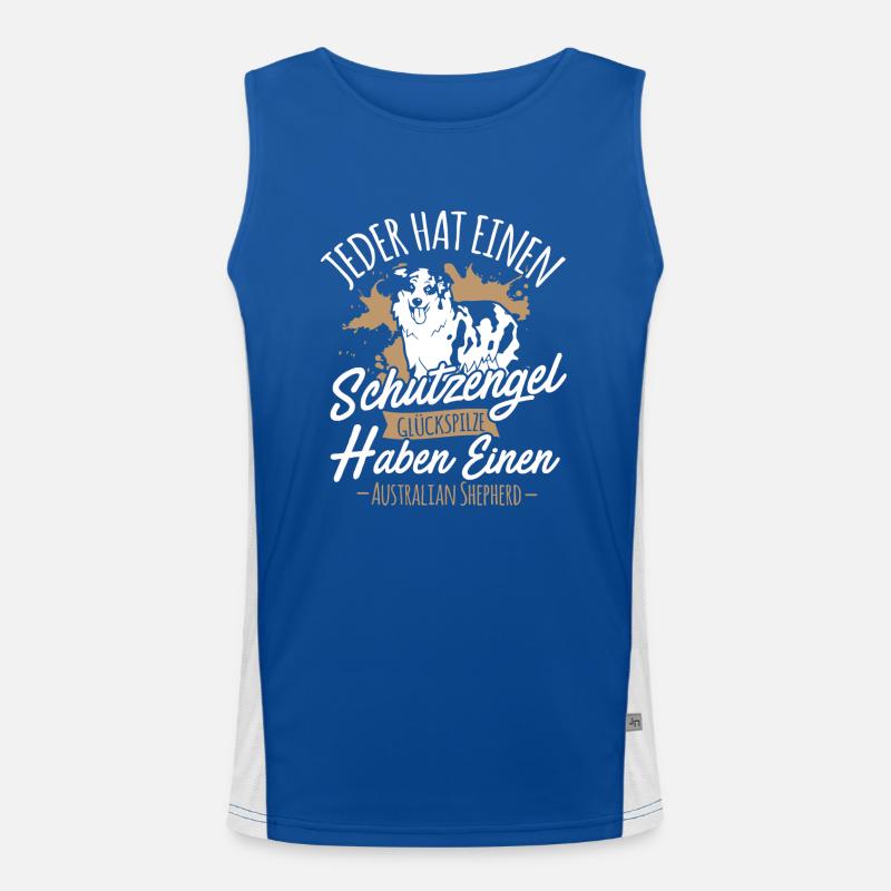 Australian Shepherd Aussie Hund Glückspilz Funktionelles Kontrast-Tank Top für Männer 