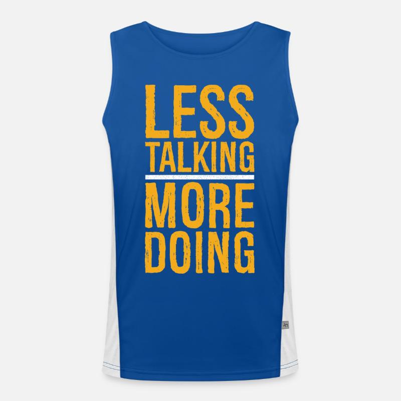 less talking more doing funny Tee Funktionelles Kontrast-Tank Top für Männer 