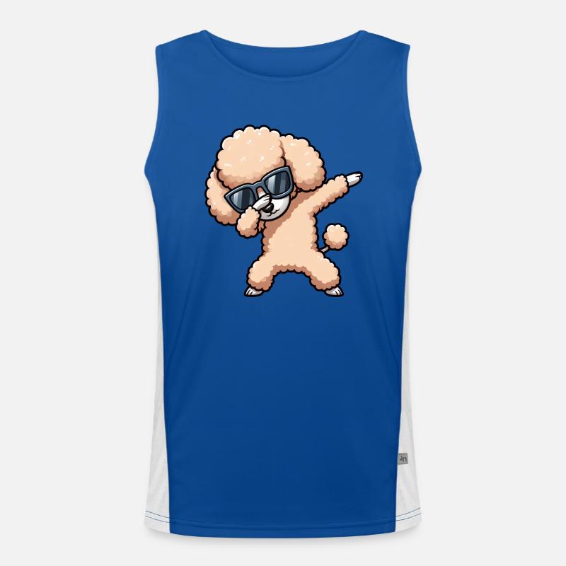 Cool Poodle Dab Pose Funny Men's Functional Contrast Tank Top 
