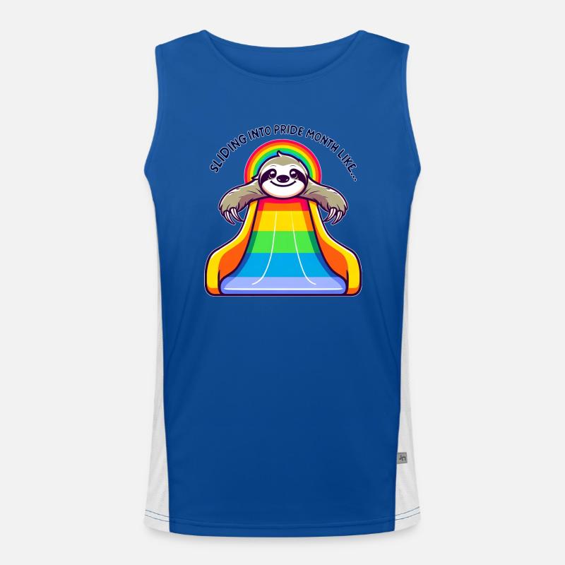 LGBTQ Pride Faultier Regenbogen Rutsche Funktionelles Kontrast-Tank Top für Männer 