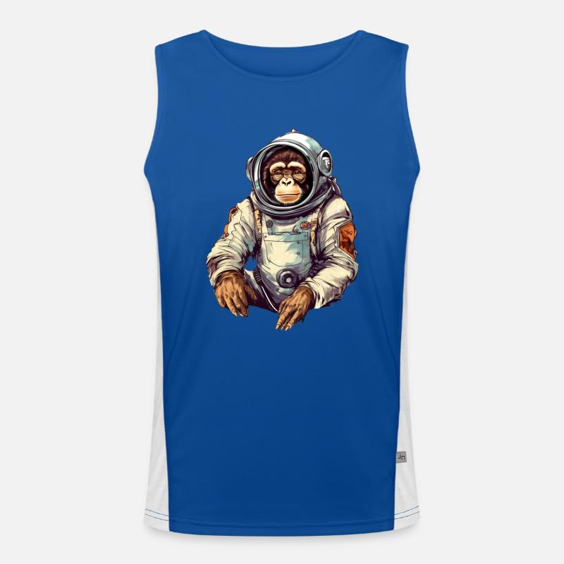 Space Monkey Retro Drawing - Men's Functional Contrast Tank Top  - royal/white