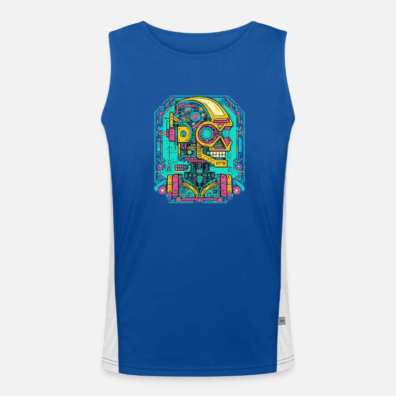 AI Robot Cyberpunk - Men's Functional Contrast Tank Top  - royal/white