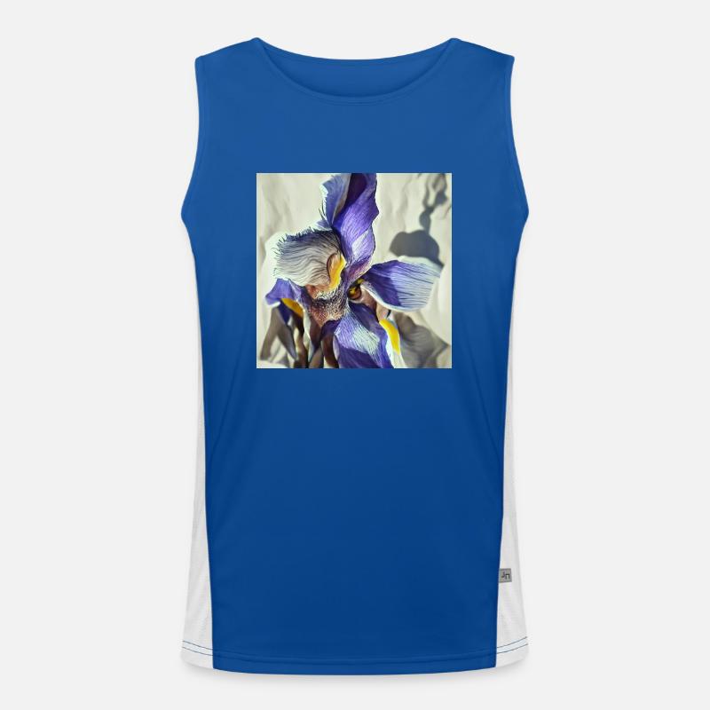Purple iris flower in full bloom Men's Functional Contrast Tank Top 