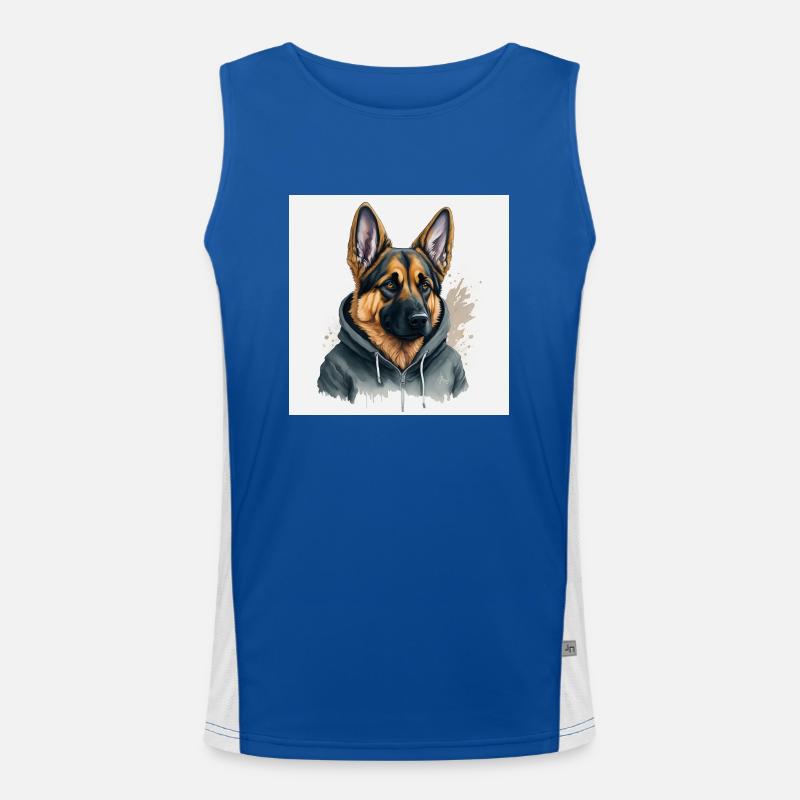 German Shepherd in Hoody Men's Functional Contrast Tank Top 