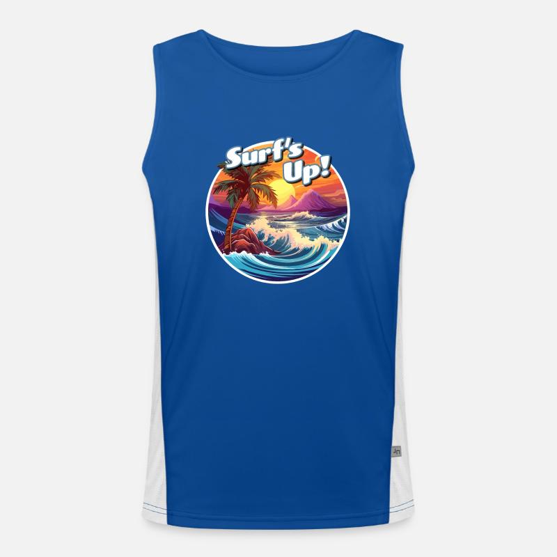Ride the Wave: It's Surf's Up Time! Men's Functional Contrast Tank Top 