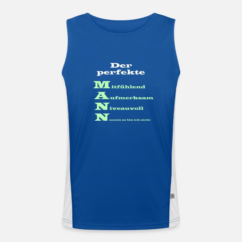 Der perfekte Mann Spruch Funktionelles Kontrast-Tank Top für Männer 