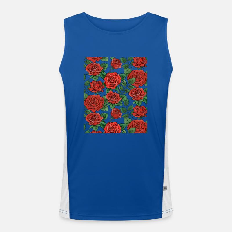 Roses Pattern Men's Functional Contrast Tank Top 
