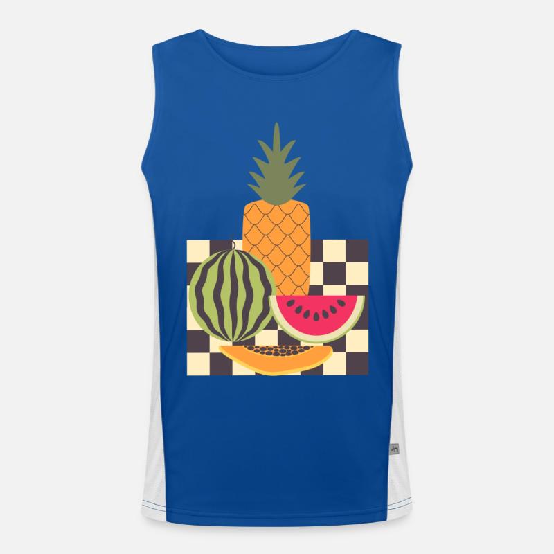 Abstract fruit and geometry - Men's Functional Contrast Tank Top - royal/white
