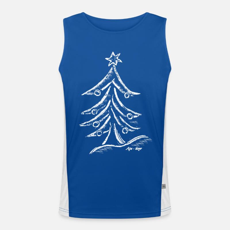 Weihnachtsbaum Silhouette mit Stern Funktionelles Kontrast-Tank Top für Männer 