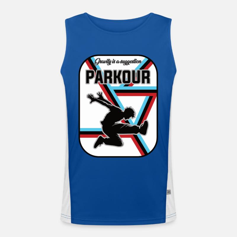 Parkour Design – Gravity is a Suggestion - Men's Functional Contrast Tank Top  - royal/white