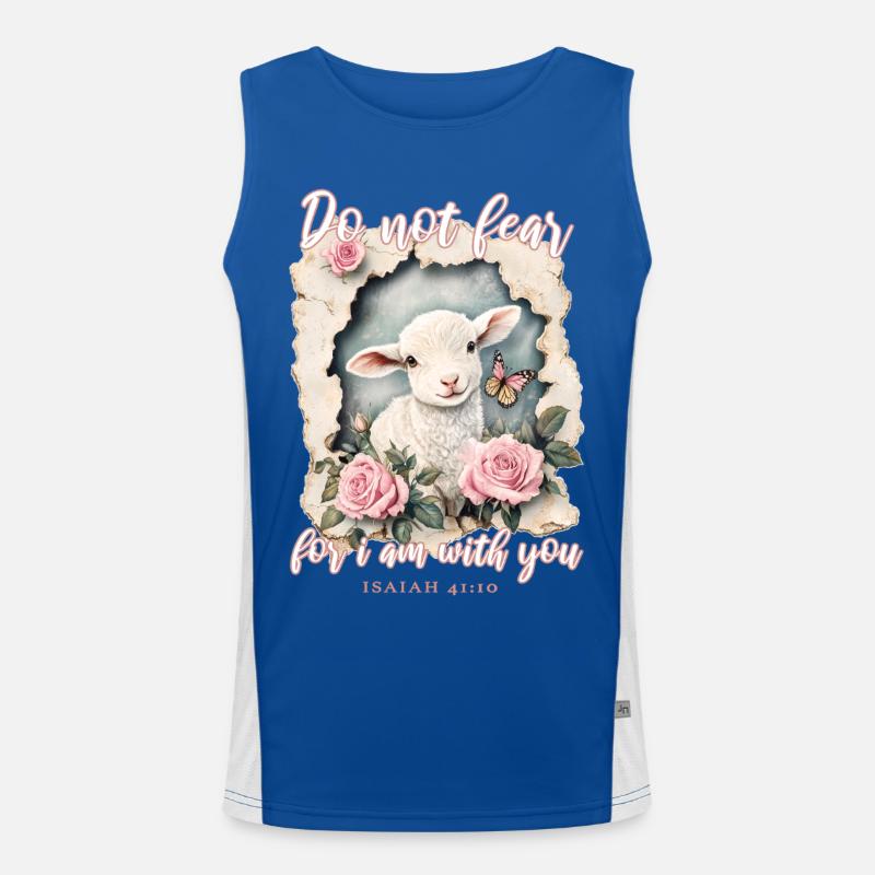 Lamm mit Bibelvers Funktionelles Kontrast-Tank Top für Männer 