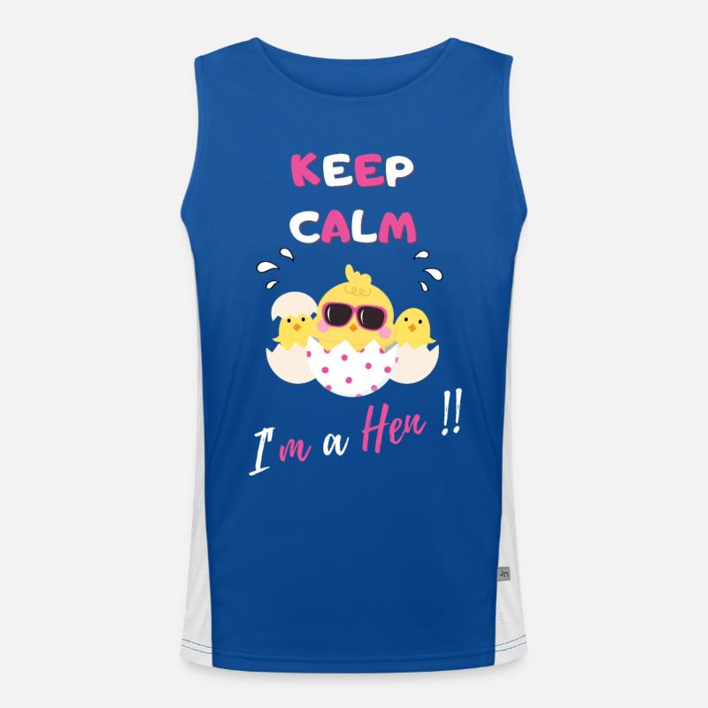 Bleib ruhig, ich bin eine Henne Funktionelles Kontrast-Tank Top für Männer 
