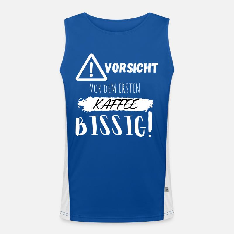 Vorsicht vor dem ersten Kaffee bissig! Funktionelles Kontrast-Tank Top für Männer 