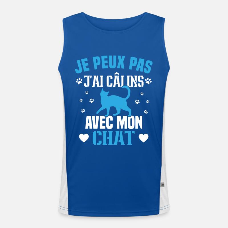 I can't cuddle with my cat humor cat Men's Functional Contrast Tank Top 