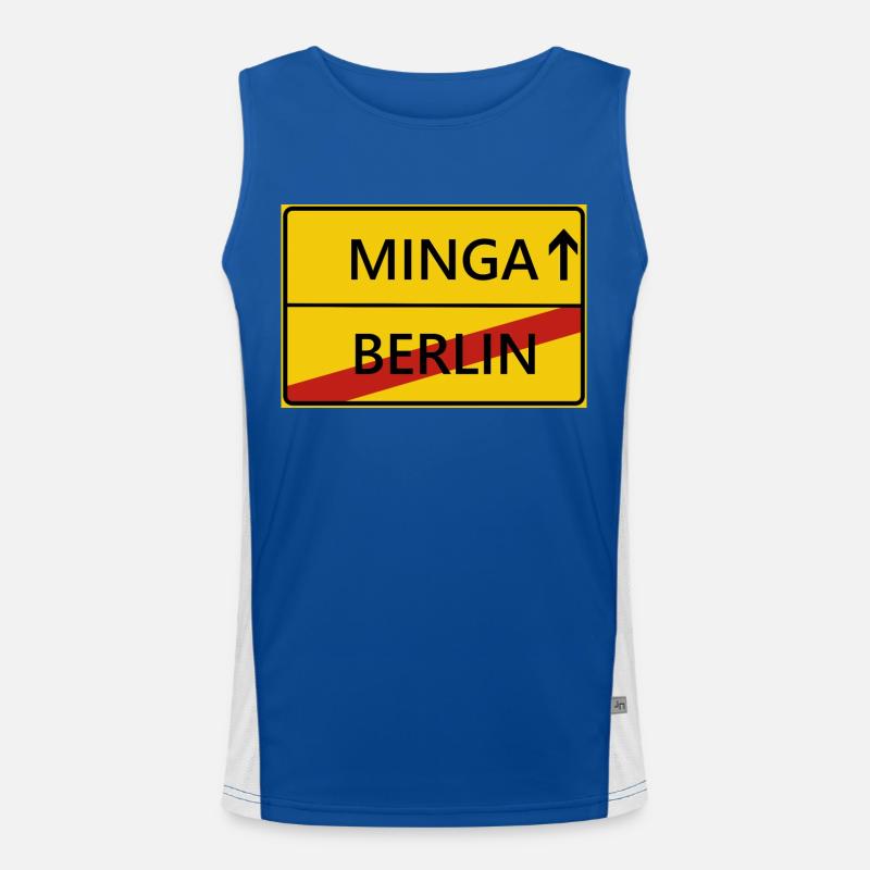 Minga München Ortsschild Geschenk Geschenkidee Funktionelles Kontrast-Tank Top für Männer 
