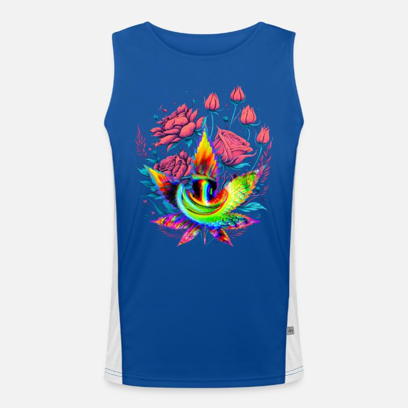 Feuille de cannabis psychédélique avec œil de dragon Débardeur respirant contrasté Homme 