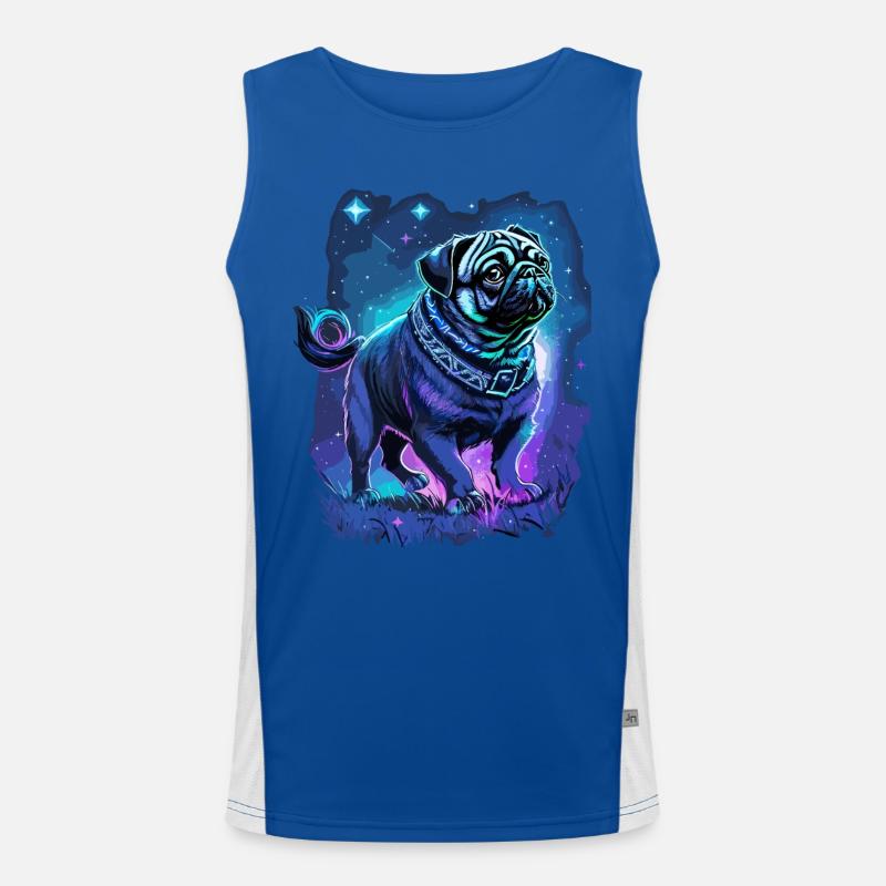 Mops Hund Mitternachtszauber Funktionelles Kontrast-Tank Top für Männer 
