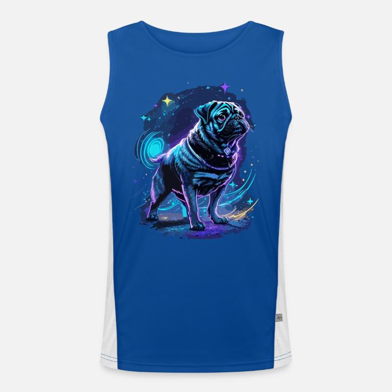 Mops Midnat Magi - Funktionel kontrast tanktop til herrer  - kongeblå/hvid