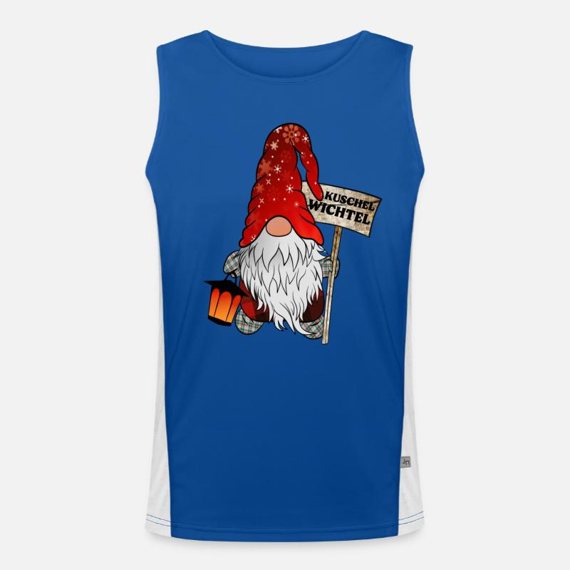 Cuddle Gnome Christmas Gnome - Men's Functional Contrast Tank Top  - royal/white