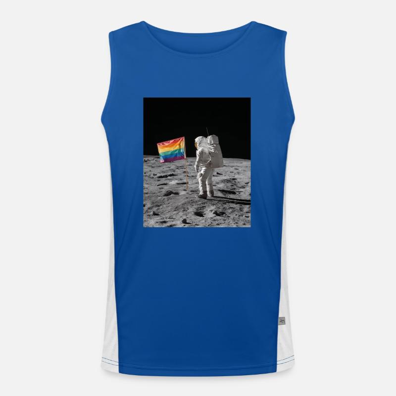 Astronaut Pride Regenbogen Flagge Funktionelles Kontrast-Tank Top für Männer 