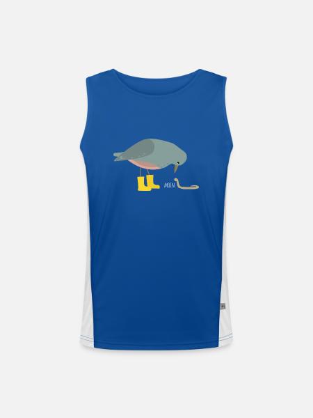 Pigeon with worm - Men's Functional Contrast Tank Top  - royal/white - Front