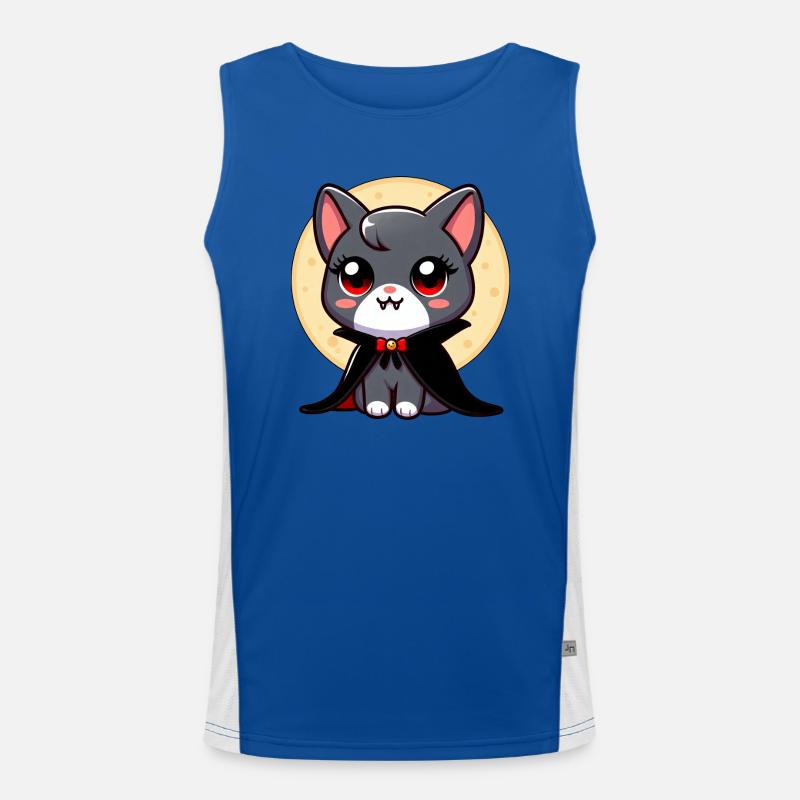 Halloween Cat Vampire Bat Cute Men's Functional Contrast Tank Top 
