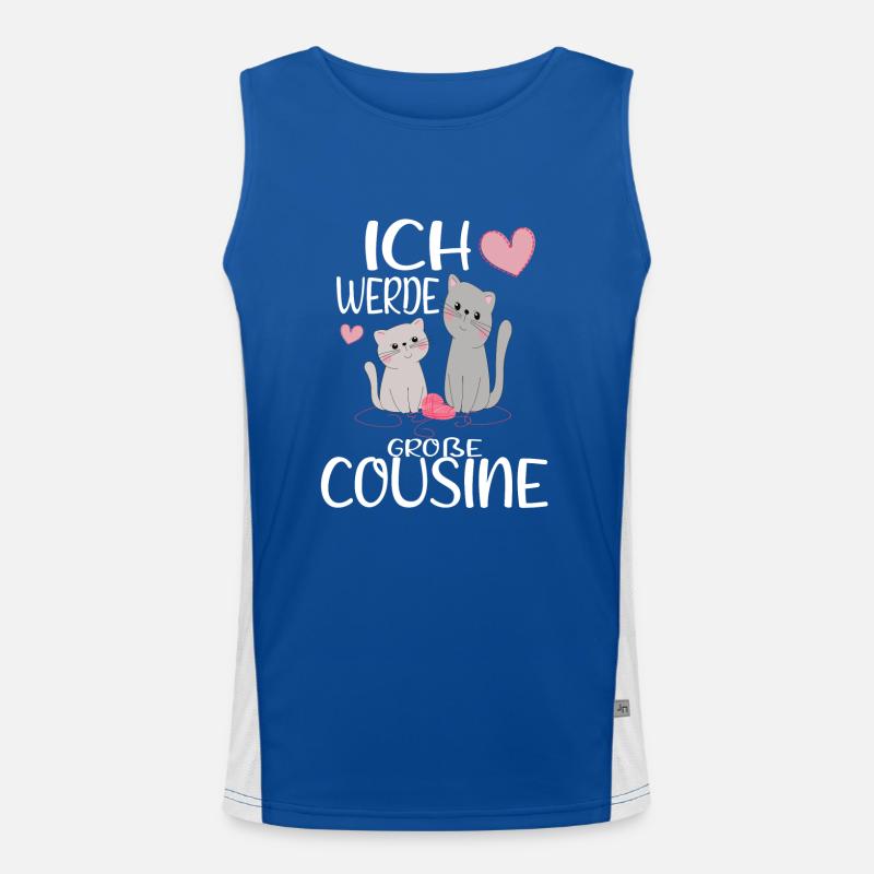 Cousine Ich werde große Cousine Geschenkidee Funktionelles Kontrast-Tank Top für Männer 