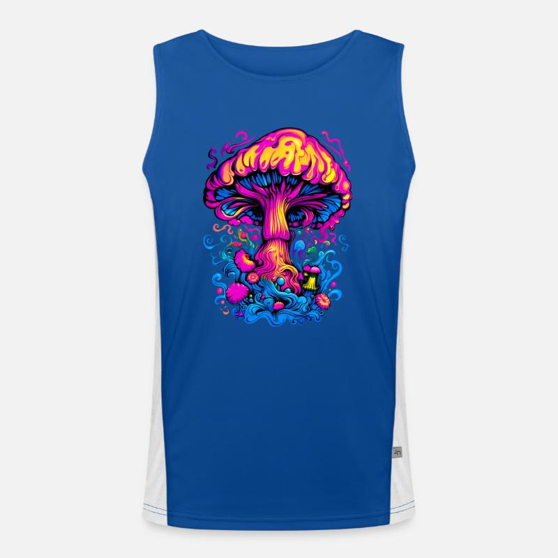 Psychedelic Mushroom Men's Functional Contrast Tank Top 