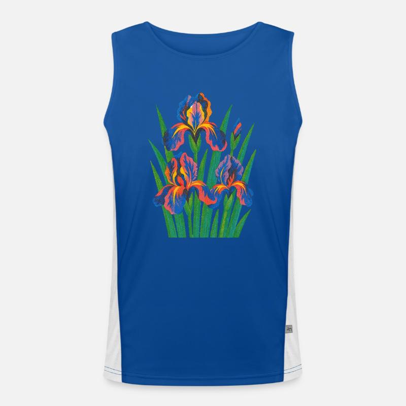 Retro Iris Floral Bloom Men's Functional Contrast Tank Top 