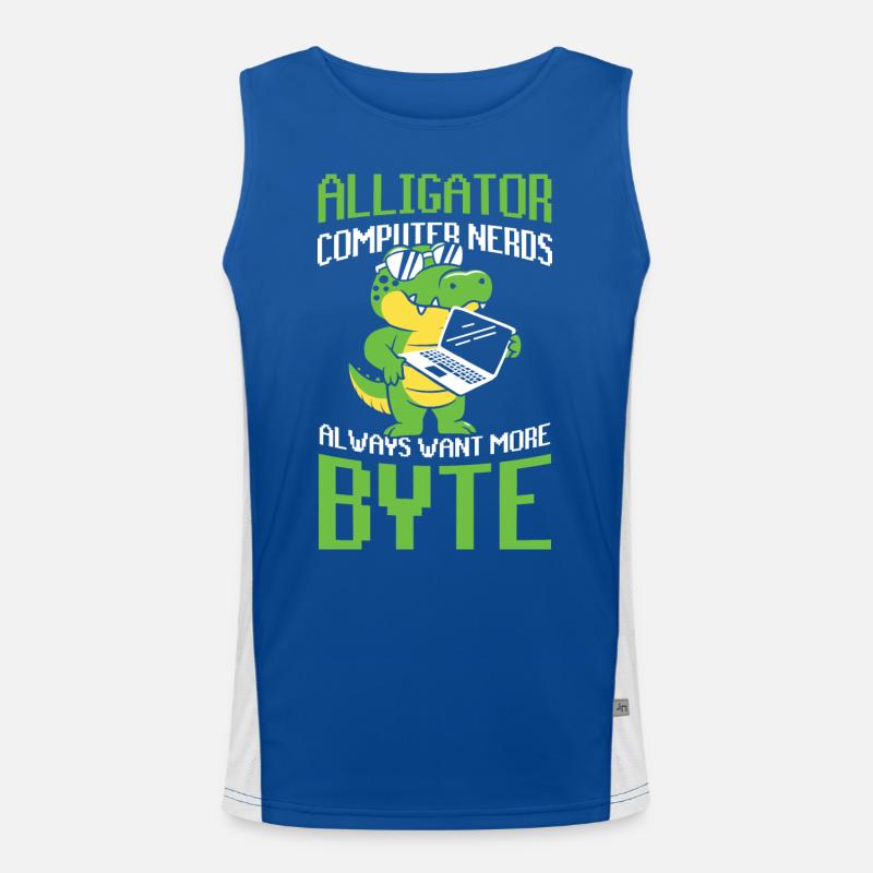 Alligator Computer Nerd Byte für Krokodil Fan Funktionelles Kontrast-Tank Top für Männer 
