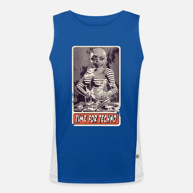 Revolution Techno Musik, Comic DJ mit Mischpult! Funktionelles Kontrast-Tank Top für Männer 