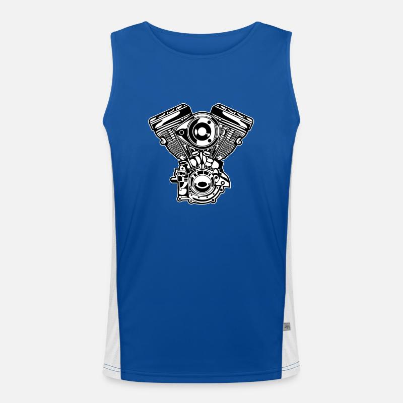 Motorcycle Engine / Engine 01_black white Men's Functional Contrast Tank Top 
