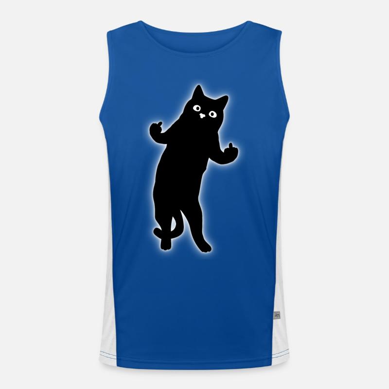 Katze Mittelfinger lustig Funktionelles Kontrast-Tank Top für Männer 
