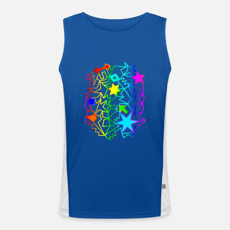 bunte Sterne Pfeile Regenbogen Ornamente Funktionelles Kontrast-Tank Top für Männer 