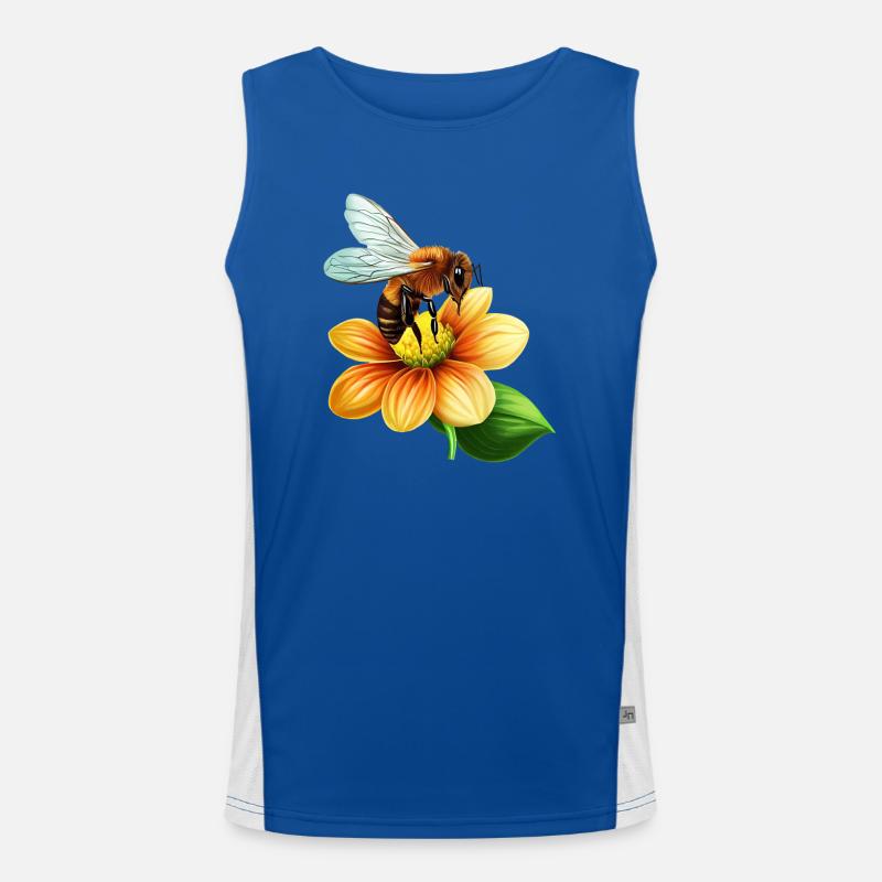 Honey bee at work: bloom pollination design Men's Functional Contrast Tank Top 