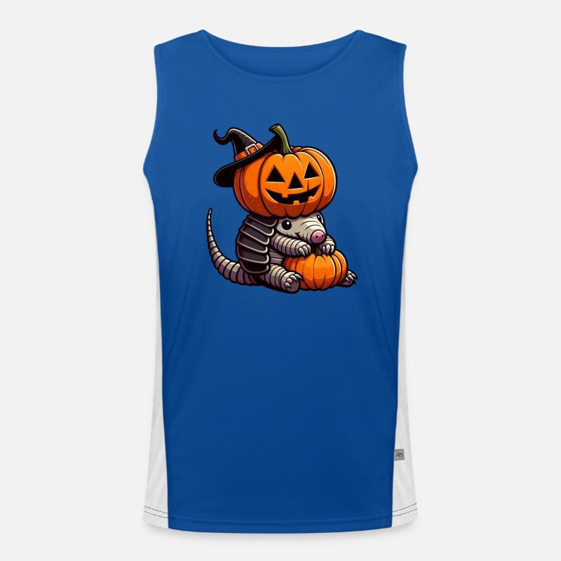Cute Halloween Armadillo Witch Pumpkin Men's Functional Contrast Tank Top 