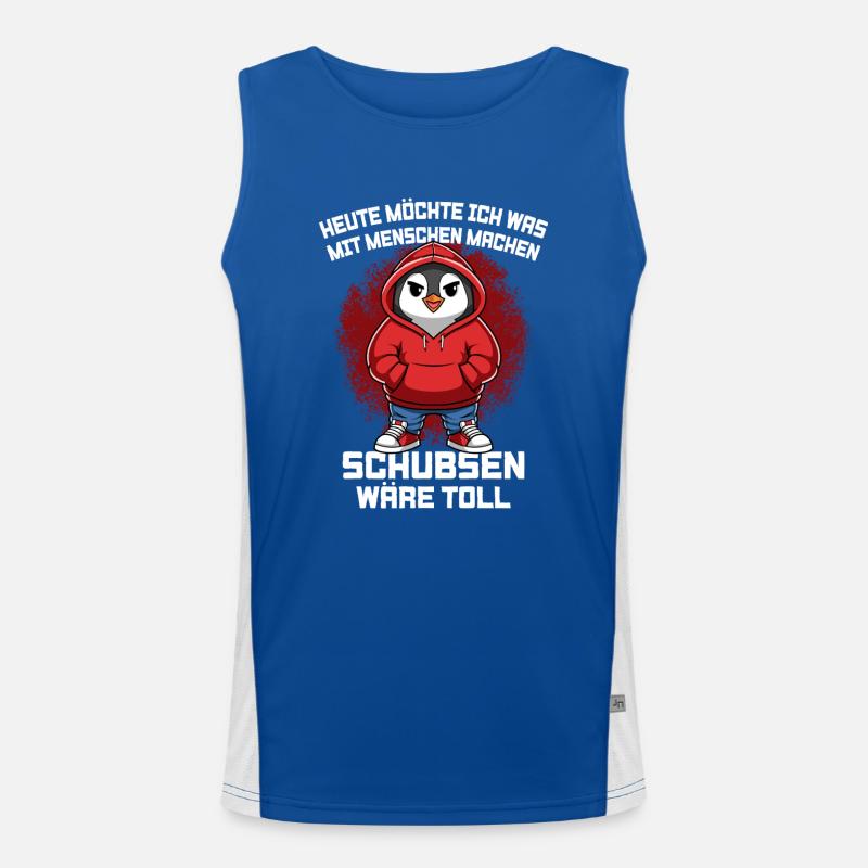 Heute Möchte Ich Was Mit Menschen Machen Pinguin Funktionelles Kontrast-Tank Top für Männer 