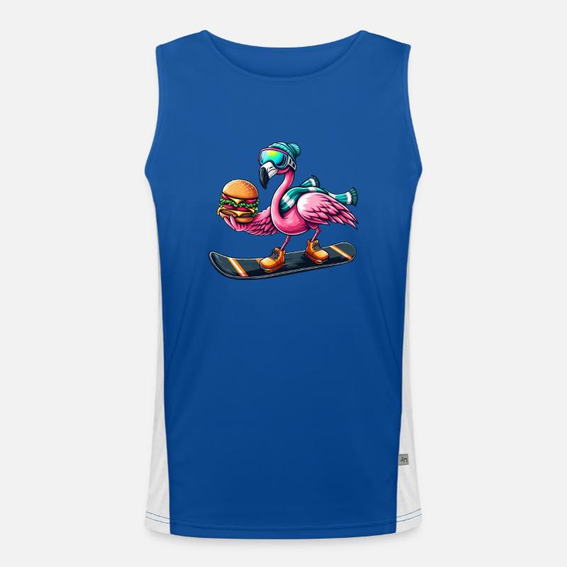 Flamingo Snowboard Hamburger Fun - Men's Functional Contrast Tank Top  - royal/white