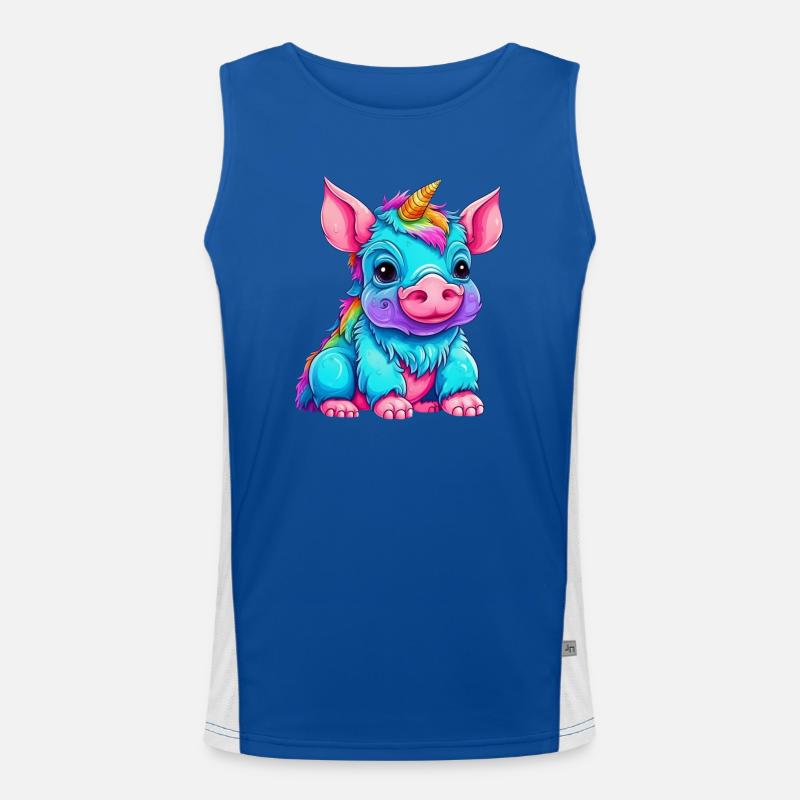 Fusion du cochon et de la licorne - conception arc-en-ciel Débardeur respirant contrasté Homme 