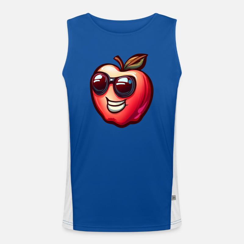 Cool apple with sunglasses - Men's Functional Contrast Tank Top  - royal/white