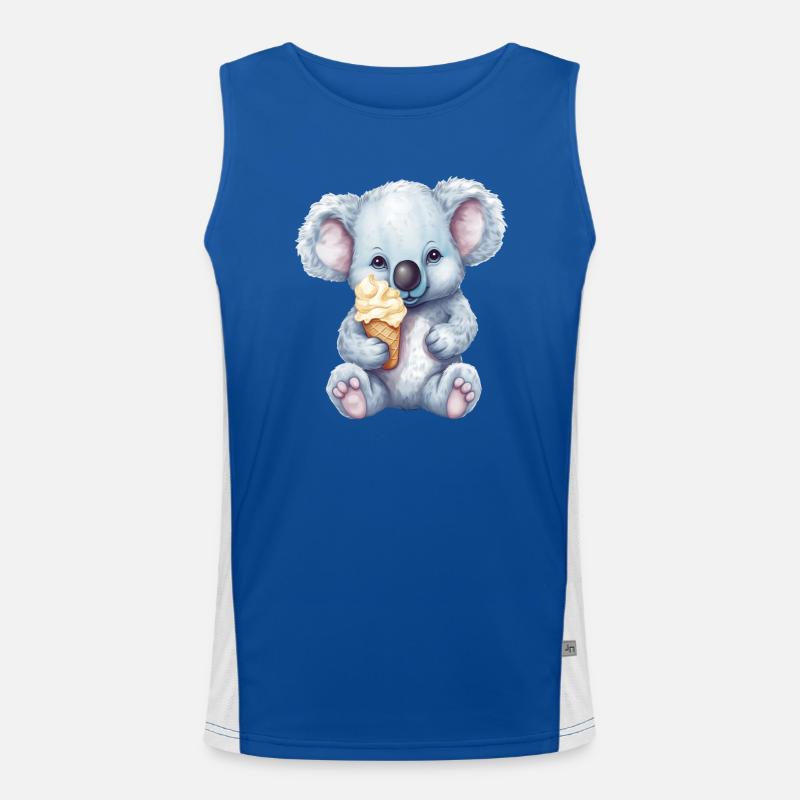Joli koala comique avec crème glacée molle à la vanille Débardeur respirant contrasté Homme 