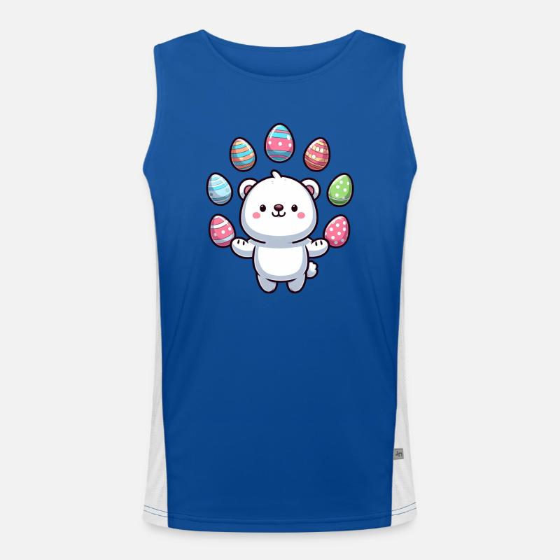 Cartoon Eisbär Osterei Design Funktionelles Kontrast-Tank Top für Männer 