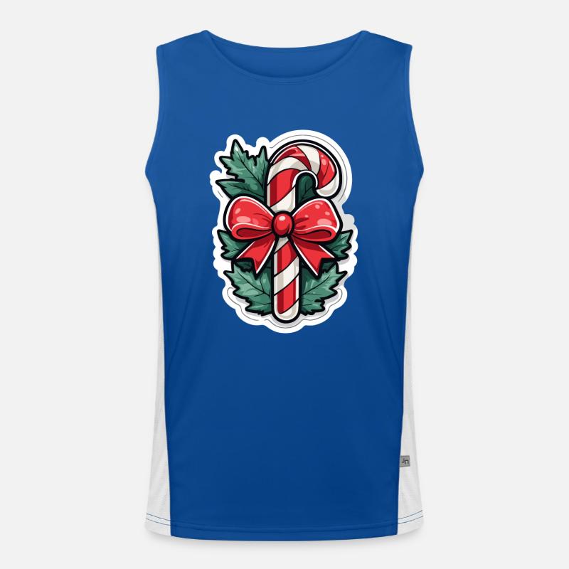 Candy Cane Christmas Drawing Men's Functional Contrast Tank Top 