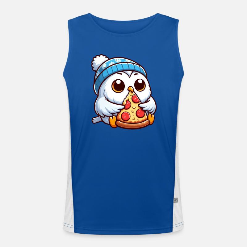 Eule Schneeeule Pizza Pizzaliebhaber Winter Funktionelles Kontrast-Tank Top für Männer 