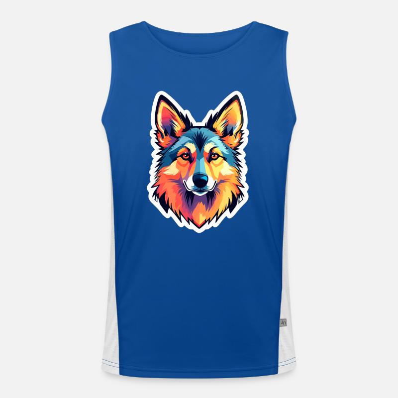 German Shepherd Illustration Men's Functional Contrast Tank Top 